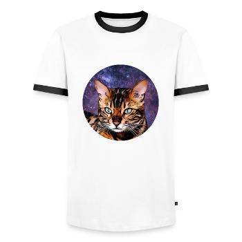 Bengal 2 - Männer Kontrast-T-Shirt - Weiß/Schwarz - Vorne - AI Model Female 172 light (172cm) & AI Model Male 178 dark (178cm)