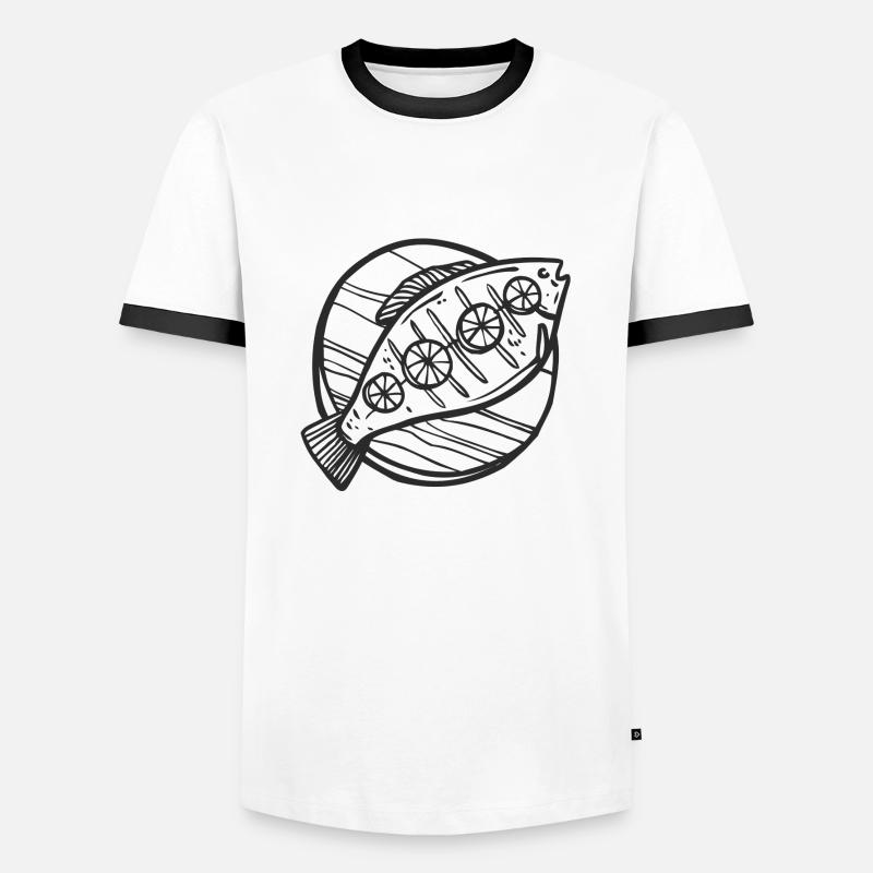 Fischplatte - Männer Kontrast-T-Shirt - Weiß/Schwarz
