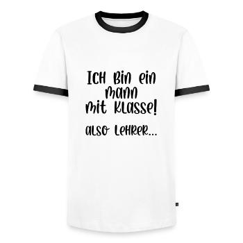 Ich bin ein Mann mit Klasse also Lehrer - Männer Kontrast-T-Shirt - Weiß/Schwarz - Vorne - AI Model Female 172 light (172cm) & AI Model Male 178 dark (178cm)