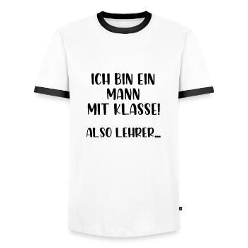 Ich bin ein Mann mit Klasse also Lehrer - Männer Kontrast-T-Shirt - Weiß/Schwarz - Vorne - AI Model Female 172 light (172cm) & AI Model Male 178 dark (178cm)