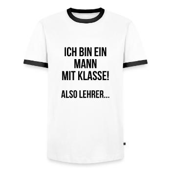 Ich bin ein Mann mit Klasse also Lehrer - Männer Kontrast-T-Shirt - Weiß/Schwarz - Vorne - AI Model Female 172 light (172cm) & AI Model Male 178 dark (178cm)