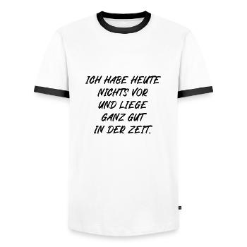 Ich habe heute nichts vor liege gut in der Zeit - Männer Kontrast-T-Shirt - Weiß/Schwarz - Vorne - AI Model Female 172 light (172cm) & AI Model Male 178 dark (178cm)