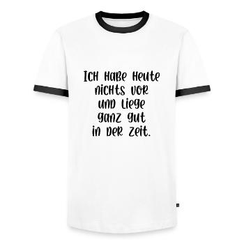 Ich habe heute nichts vor liege gut in der Zeit - Männer Kontrast-T-Shirt - Weiß/Schwarz - Vorne - AI Model Female 172 light (172cm) & AI Model Male 178 dark (178cm)