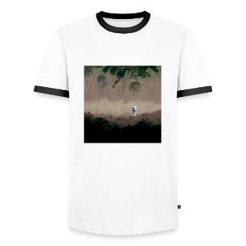Lonely Voyager 021 - Männer Kontrast-T-Shirt - Weiß/Schwarz - Vorne - AI Model Female 172 light (172cm) & AI Model Male 178 dark (178cm)