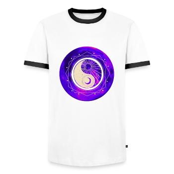 MOND - Männer Kontrast-T-Shirt - Weiß/Schwarz - Vorne - AI Model Female 172 light (172cm) & AI Model Male 178 dark (178cm)