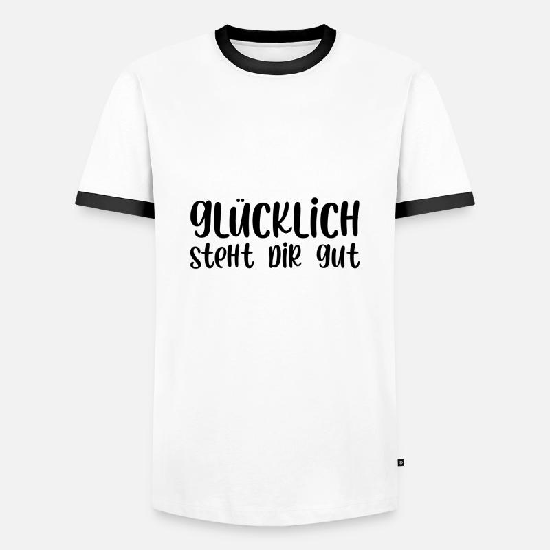 Glücklich steht dir gut - Männer Kontrast-T-Shirt - Weiß/Schwarz
