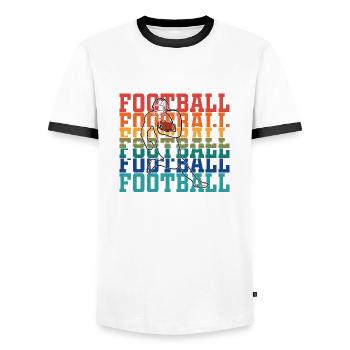 Football - Men's Ringer Shirt - white/black - Front - AI Model Female 172 light (172cm) & AI Model Male 178 dark (178cm)
