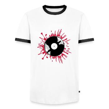 Blood Drops Record Splashes of Color - Men's Ringer Shirt - white/black - Front - AI Model Female 172 light (172cm) & AI Model Male 178 dark (178cm)