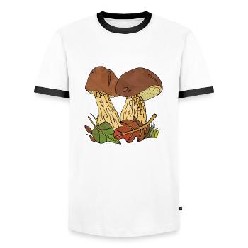Pilze - Männer Kontrast-T-Shirt - Weiß/Schwarz - Vorne - AI Model Female 172 light (172cm) & AI Model Male 178 dark (178cm)