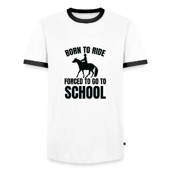 Born to Ride Forced to go to School - Männer Kontrast-T-Shirt - Weiß/Schwarz - Vorne - AI Model Female 172 light (172cm) & AI Model Male 178 dark (178cm)