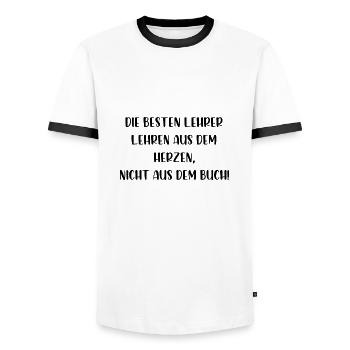 Die besten Lehrer lehren aus dem Herzen - Männer Kontrast-T-Shirt - Weiß/Schwarz - Vorne - AI Model Female 172 light (172cm) & AI Model Male 178 dark (178cm)
