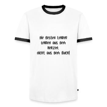 Die besten Lehrer lehren aus dem Herzen - Männer Kontrast-T-Shirt - Weiß/Schwarz - Vorne - AI Model Female 172 light (172cm) & AI Model Male 178 dark (178cm)