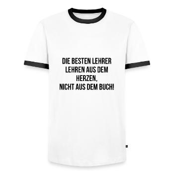 Die besten Lehrer lehren aus dem Herzen - Männer Kontrast-T-Shirt - Weiß/Schwarz - Vorne - AI Model Female 172 light (172cm) & AI Model Male 178 dark (178cm)