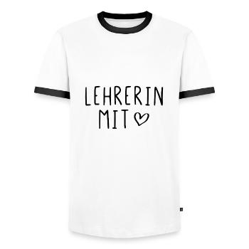 Lehrerin mit Herz - Männer Kontrast-T-Shirt - Weiß/Schwarz - Vorne - AI Model Female 172 light (172cm) & AI Model Male 178 dark (178cm)