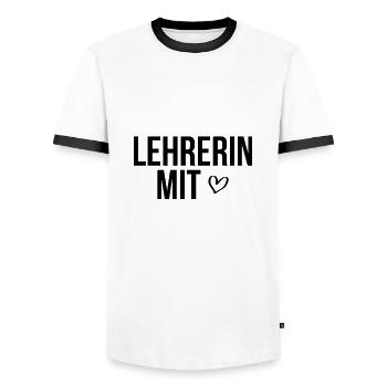 Lehrerin mit Herz - Männer Kontrast-T-Shirt - Weiß/Schwarz - Vorne - AI Model Female 172 light (172cm) & AI Model Male 178 dark (178cm)