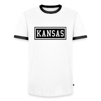 Kansas - T-shirt contrasté Homme - blanc/noir - Devant - AI Model Female 172 light (172cm) & AI Model Male 178 dark (178cm)