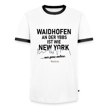 Waidhofen an der Ybbs - Männer Kontrast-T-Shirt - Weiß/Schwarz - Vorne - AI Model Female 172 light (172cm) & AI Model Male 178 dark (178cm)