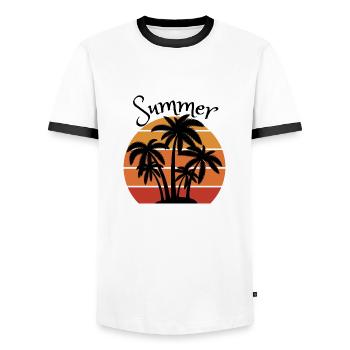 Summer - T-shirt contrasté Homme - blanc/noir - Devant - AI Model Female 172 light (172cm) & AI Model Male 178 dark (178cm)