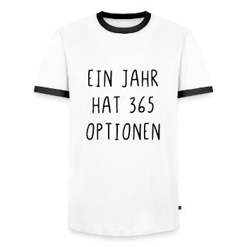 Ein Jahr hat 365 Optionen - Männer Kontrast-T-Shirt - Weiß/Schwarz - Vorne - AI Model Female 172 light (172cm) & AI Model Male 178 dark (178cm)