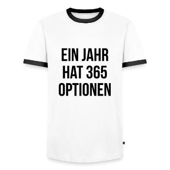 Ein Jahr hat 365 Optionen - Männer Kontrast-T-Shirt - Weiß/Schwarz - Vorne - AI Model Female 172 light (172cm) & AI Model Male 178 dark (178cm)