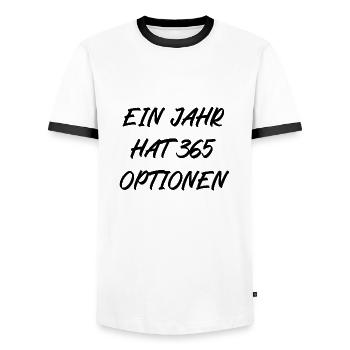 Ein Jahr hat 365 Optionen - Männer Kontrast-T-Shirt - Weiß/Schwarz - Vorne - AI Model Female 172 light (172cm) & AI Model Male 178 dark (178cm)