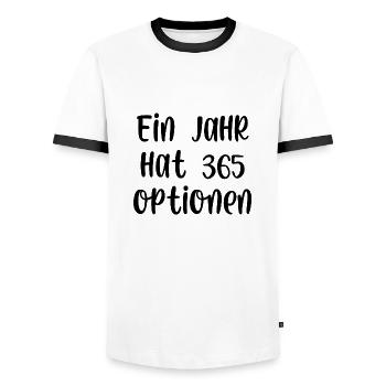 Ein Jahr hat 365 Optionen - Männer Kontrast-T-Shirt - Weiß/Schwarz - Vorne - AI Model Female 172 light (172cm) & AI Model Male 178 dark (178cm)