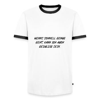 Wenns schnell genug geht kann ich auch geduldig - Männer Kontrast-T-Shirt - Weiß/Schwarz - Vorne - AI Model Female 172 light (172cm) & AI Model Male 178 dark (178cm)