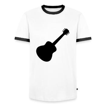 Silhouette Gitarrist Gitarre spielen - Männer Kontrast-T-Shirt - Weiß/Schwarz - Vorne - AI Model Female 172 light (172cm) & AI Model Male 178 dark (178cm)