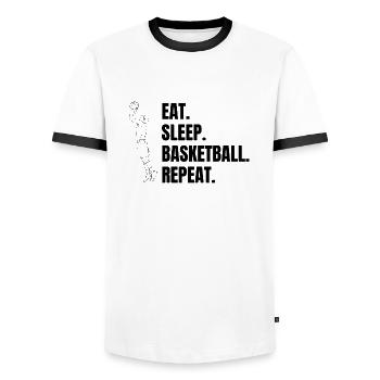 Basketball Basketballliebhaber Basketballer Verein - Männer Kontrast-T-Shirt - Weiß/Schwarz - Vorne - AI Model Female 172 light (172cm) & AI Model Male 178 dark (178cm)