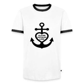 Jesus Christus von Nazareth Glaube Bibel Jesus - Männer Kontrast-T-Shirt - Weiß/Schwarz - Vorne - AI Model Female 172 light (172cm) & AI Model Male 178 dark (178cm)