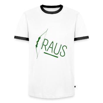 Bogen Raus - Männer Kontrast-T-Shirt - Weiß/Schwarz - Vorne - AI Model Female 172 light (172cm) & AI Model Male 178 dark (178cm)
