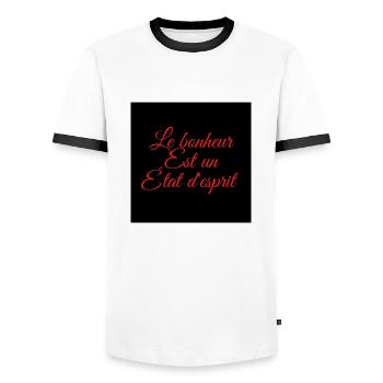 Le bonheur est un choix! - T-shirt contrasté Homme - blanc/noir - Devant - AI Model Female 172 light (172cm) & AI Model Male 178 dark (178cm)