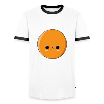 Orange - Männer Kontrast-T-Shirt - Weiß/Schwarz - Vorne - AI Model Female 172 light (172cm) & AI Model Male 178 dark (178cm)