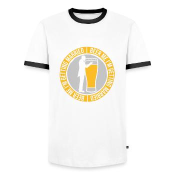 Beer Me Getting Married - Men's Ringer Shirt - white/black - Front - AI Model Female 172 light (172cm) & AI Model Male 178 dark (178cm)