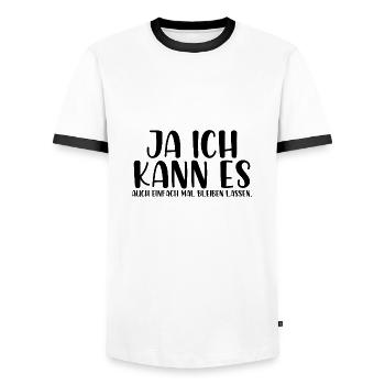 Ja ich kann es auch einfach mal bleiben lassen - Männer Kontrast-T-Shirt - Weiß/Schwarz - Vorne - AI Model Female 172 light (172cm) & AI Model Male 178 dark (178cm)