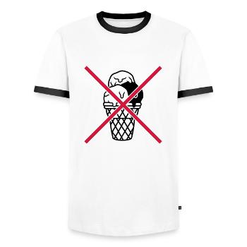 Bouclier pas de boules de glace gaufre - T-shirt contrasté Homme - blanc/noir - Devant - AI Model Female 172 light (172cm) & AI Model Male 178 dark (178cm)