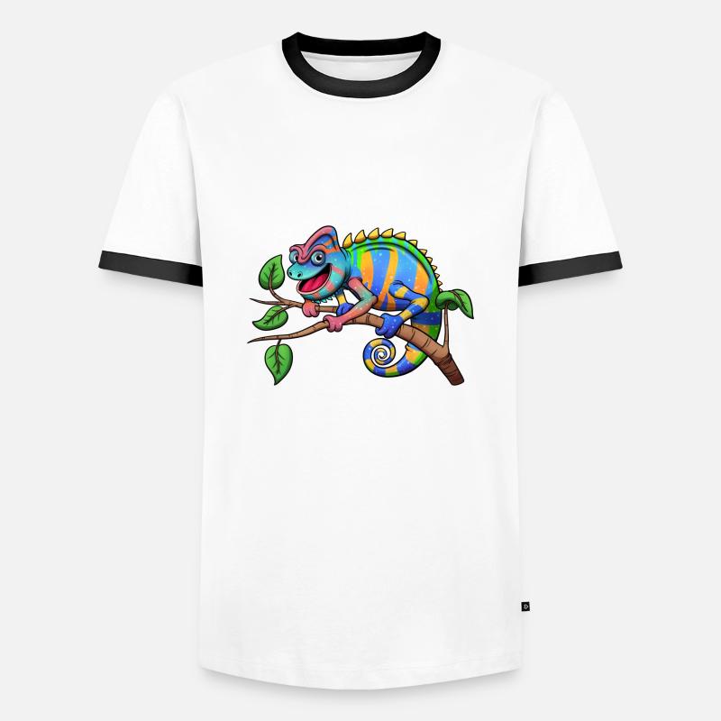 Bunter Chamäleon - Männer Kontrast-T-Shirt - Weiß/Schwarz