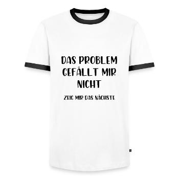 Das Problem gefällt mir nicht zeig mir das nächste - Männer Kontrast-T-Shirt - Weiß/Schwarz - Vorne - AI Model Female 172 light (172cm) & AI Model Male 178 dark (178cm)