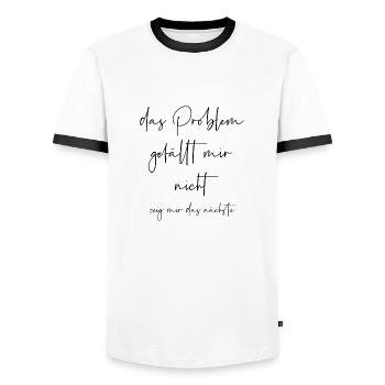 Das Problem gefällt mir nicht zeig mir das nächste - Männer Kontrast-T-Shirt - Weiß/Schwarz - Vorne - AI Model Female 172 light (172cm) & AI Model Male 178 dark (178cm)
