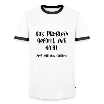 Das Problem gefällt mir nicht zeig mir das nächste - Männer Kontrast-T-Shirt - Weiß/Schwarz - Vorne - AI Model Female 172 light (172cm) & AI Model Male 178 dark (178cm)