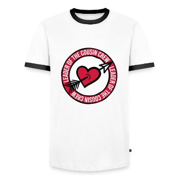 Leader Cousin Crew Team - Männer Kontrast-T-Shirt - Weiß/Schwarz - Vorne - AI Model Female 172 light (172cm) & AI Model Male 178 dark (178cm)