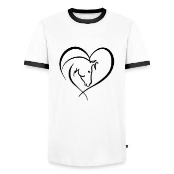 Horse Heart Riding Horse Propriétaire - T-shirt contrasté Homme - blanc/noir - Devant - AI Model Female 172 light (172cm) & AI Model Male 178 dark (178cm)