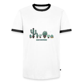 Collection Cactus. - T-shirt contrasté Homme - blanc/noir - Devant - AI Model Female 172 light (172cm) & AI Model Male 178 dark (178cm)