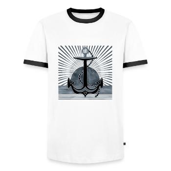 Anchor - Men's Ringer Shirt - white/black - Front - AI Model Female 172 light (172cm) & AI Model Male 178 dark (178cm)