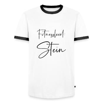 Fitnesslevel Stein - Männer Kontrast-T-Shirt - Weiß/Schwarz - Vorne - AI Model Female 172 light (172cm) & AI Model Male 178 dark (178cm)