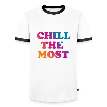 Chill the Most - Männer Kontrast-T-Shirt - Weiß/Schwarz - Vorne - AI Model Female 172 light (172cm) & AI Model Male 178 dark (178cm)