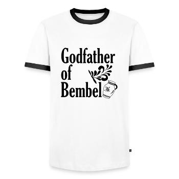 Godfather of Bembel - The Frankfurt Shirt Shop - Men's Ringer Shirt - white/black - Front - AI Model Female 172 light (172cm) & AI Model Male 178 dark (178cm)