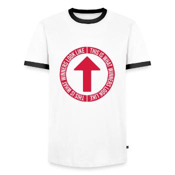 À quoi ressemblent les gagnants - T-shirt contrasté Homme - blanc/noir - Devant - AI Model Female 172 light (172cm) & AI Model Male 178 dark (178cm)