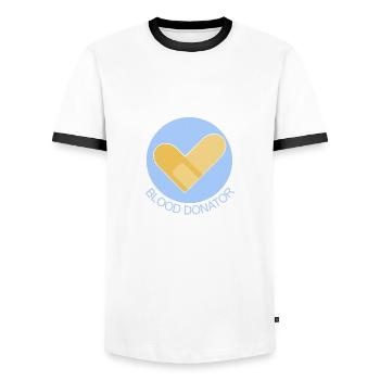 Blood donor - Blood donator - Men's Ringer Shirt - white/black - Front - AI Model Female 172 light (172cm) & AI Model Male 178 dark (178cm)