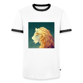 Tête de lion - T-shirt contrasté Homme - blanc/noir - Devant - AI Model Female 172 light (172cm) & AI Model Male 178 dark (178cm)